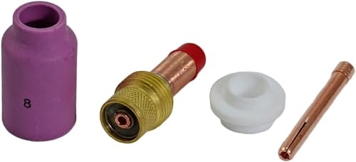 RIVERWELD WIG - Gasspiegel - Kollektorgehäuse 45V27, 10N25 3,2 mm Aluminiumoxid - Düse, Keramikkelch 54N14 8# 12,5 mm, Isolator - Kelchdichtung 54N01 für SR WP 17 18 26 TIG - Schweißbrenner, 4 Stück von RIVERWELD