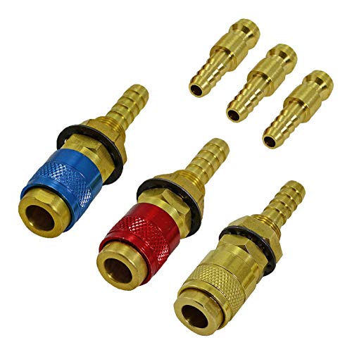 RIVERWELD Wassergekühlte und Gasadapter-Schnellkupplung für PTA DB SR WP 9 17 18 26 WIG-Schweißbrenner Rot Blau Gold Farbe 3set von RIVERWELD