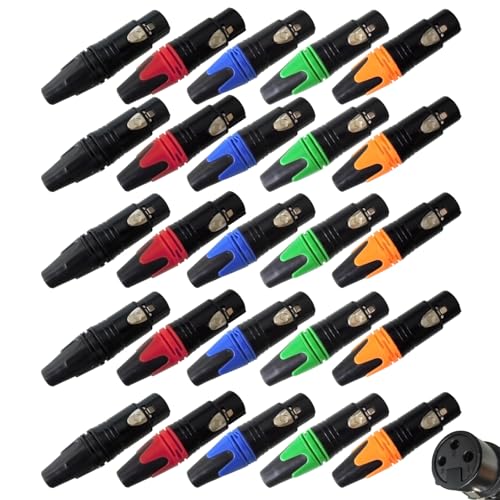 RIVIERA Geisler Pack XLR 3-poliger Stecker und Buchse mit feinem vernickeltem Gehäuse mit optionaler Farbmarkierung und flexibler Kombination (bunte 25 Buchsen), Schwarz von RIVIERA