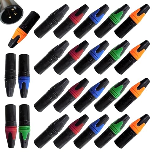 RIVIERA Geisler XLR 3-poliger Stecker und Buchse mit feinem vernickeltem Gehäuse mit optionaler Farbmarkierung und flexibler Kombination (bunter 25 Stecker), Schwarz von RIVIERA