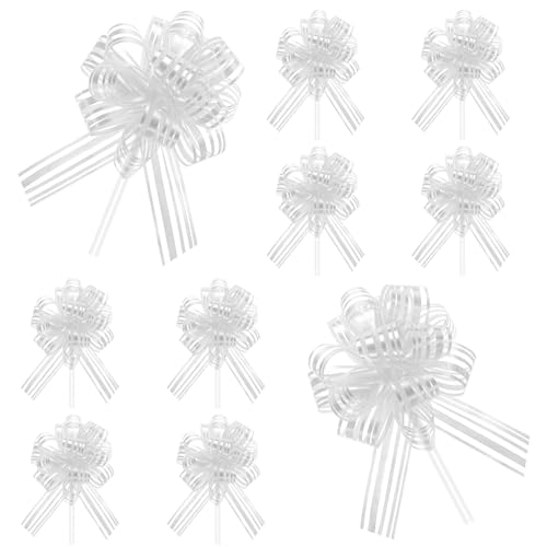 RIVIEVAL 10 Zugschleifen, 4-Zoll-Schleifen zum Verpacken von Geschenken, Silberne Schleifen zum Verpacken von Geschenken, große Schleifen zum Verpacken von Geschenken, Hochzeitsband von RIVIEVAL
