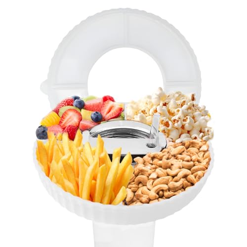 RIVIEVAL Stanley Cup Snacktablett, Stanley Snacktablett für Stanley Cup, Silikon-Snackschale für Stanley Cup-Zubehör, Snackteller, passend für 40 Oz Quencher H2.0 Cup (Weiß – Keine Cups) von RIVIEVAL