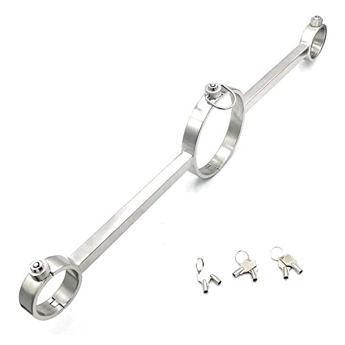 RIVILA Edelstahl Bondage Handschellen Press Lock Design Fesseln Handgelenk Manschetten Kragen Adult Game Sex-Spielzeug für Paare Spreizstange Handschellen,Silber-Female von RIVILA
