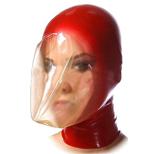 RIVILA SM Maske Frau Gummimaske Bondage Full Enclosed Choking Latex Mask Atemmaske Fetisch Extreme Sex Toys Halloween Party Maske Sexmaske BDSM Latexmaske Mit Reißverschluss Kopfbedeckung,Red-L von RIVILA