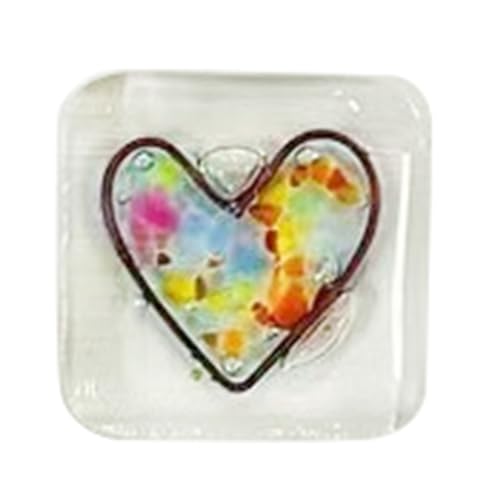 RIYAN Taschenanhänger aus Glas in Herzform, Andenken, Geschenk, Herz-Andenken, Taschenkarten, verschmolzenes Glasherz, Taschenmarke, mehrfarbig, einfach zu verwenden von RIYAN