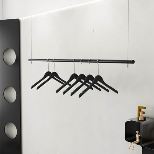 RIYIFANRONG Deckenhängender Kleiderständer, Moderne Schwarze Metall Kleiderständer, Höhenverstellbar Kommerzielle Hochzeitskleid Display Regal, Deckenhalterung Kleideraufbewahrungsstange von RIYIFANRONG