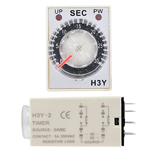 H3y -2 -Verzögerungs Timer Schalter 24 V mit Transparenter Zifferblatt für die Präzisionszeitregelung, Lange Lebensdauer für Industrielle Anwendungen 1 Stück (30S) von RIZGHWOY