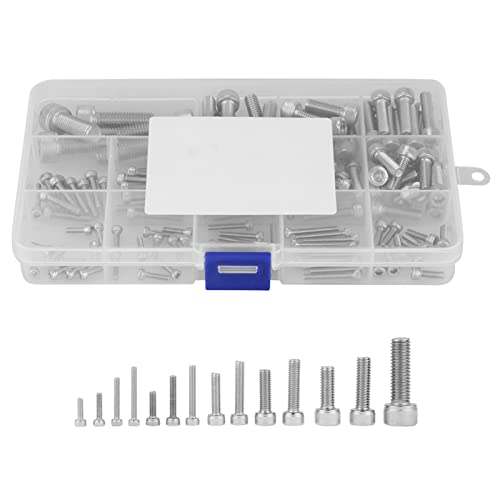 RIZGHWOY 135pcs 304 Edelstahl Hex Sockel Kopfkappenschrauben Set 14 Größen Im Speichergehäuse mit Hex Sockelköpfen für die Industrielle Reparatur von RIZGHWOY