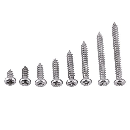 RIZGHWOY 200pcs M3 304 Edelstahl -Selbstkippschrauben Sortiment Kit Holzschrauben Metallschrauben Möbelschrauben mit Pfanne Flachem (Runde Kopf-Tippsschrauben) von RIZGHWOY