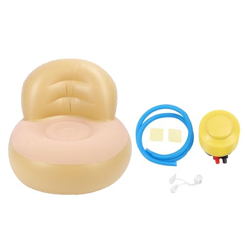 RIZGHWOY Aufblasbares Sofa Ergonomisch Bequeme PVC Flockenluft Couch Leicht Leicht zu Bewegen für Wohnzimmer Schlafzimmer Balkon Gartenpool Lesen (Sekt) von RIZGHWOY
