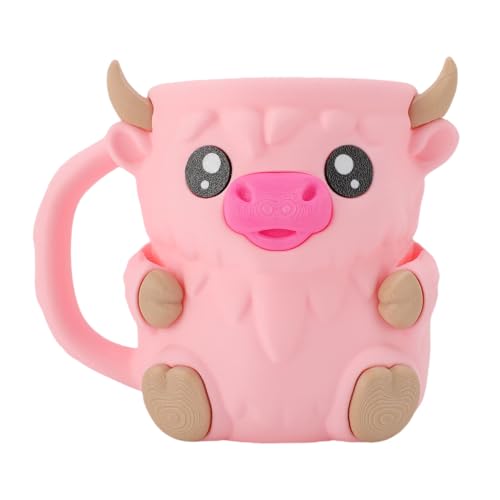 RIZGHWOY Cartoon Ice Cream Pint Halter Isolierter Eiscremesbehälter Leckdicht PLA Ice Cream Tasse mit Nicht -Schlupfboden für Heimküchenbierdose (PINK) von RIZGHWOY