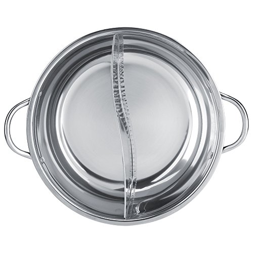RIZGHWOY Dicker Edelstahl -Heißtopf für Zwei Geschmackszüge - Langlebiger und Sicherer Induktionskocher für Familienküche 27 Cm Silber (32CM) von RIZGHWOY