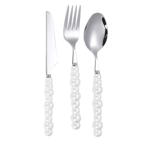 RIZGHWOY Eleganter Perlenkeramikgriff Flächen -Besteck -Besteck, 304 Edelstahl Tischgeschirrsets für Esszimmerpartys, Deluxe Utensilien RIZGHWOY Eleganter Perlenkeramikgriff Flächen -Besteck -Besteck, 304 Edelstahl Tischgeschirrsets für Esszimmerpartys, Deluxe Utensilien von RIZGHWOY