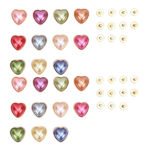 RIZGHWOY Herzförmige Nieten 22 Sets, Mischen Farbperlennieten für Taschen Schuhe Jackengürtel, 16 Mm, für Kleidung und Brieftaschen von RIZGHWOY