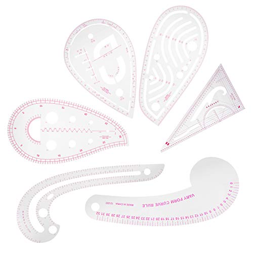RIZGHWOY Kurve Lineal Langable Leichtes Multifunktionsnähwerkzeug für Designer Hochqualität Plastik 6PCS Set für Modekleidung -Verfolgungsjäger von RIZGHWOY