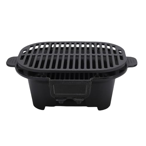 RIZGHWOY Mini Hibachi Grill Kleiner Tragbarer Hibachi Grill Tabletop Outdoor Gusseisen -Holzkohlegrill mit Luftkontrolle für Camping -Garten Grillkochen von RIZGHWOY