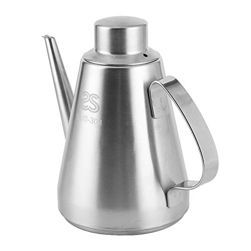 RIZGHWOY Ölflasche mit Ergonomischem Edelstahlgriff für den Küchenkostenölspender mit Deckel, 460 Ml für den Hausgebrauch (304 Edelstahl 18 Unzen (ca. 460 ml)) von RIZGHWOY