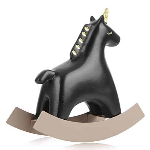RIZGHWOY Schwarzes Rockiges Pferdestatue -Dekor Moderne Skulptur für das Regal von Mini -Größe Metallharzhandwerkskunst von RIZGHWOY