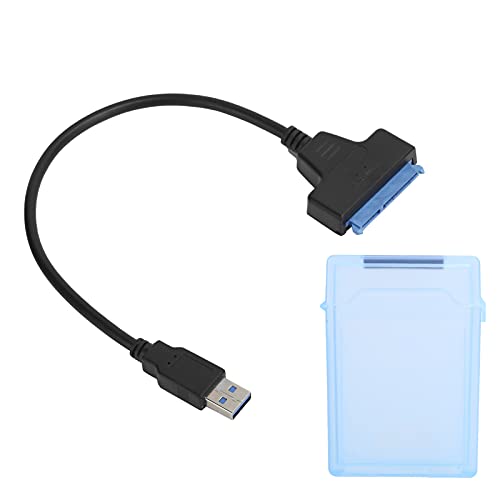 RIZGHWOY USB3.0 Festplattenadapterkabel für 2,5 -Zoll -HDD/SSD mit Schutzbox und LED (BLUE) von RIZGHWOY