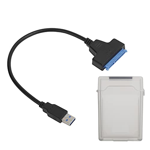 RIZGHWOY USB3.0 Festplattenadapterkabel für 2,5 -Zoll -HDD/SSD mit Schutzbox und LED (GREY) von RIZGHWOY