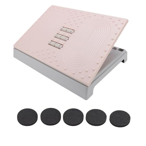 RIZGHWOY Unter Dem Schreibtisch Fußruhe Heighöhe Einstellbarer Ergonomischer Fußschemel mit 5-Stufe Handbuch Einstellung Nicht-Rutsch-Massageoberfläche für Büro-Heimreisespiele (PINK) von RIZGHWOY