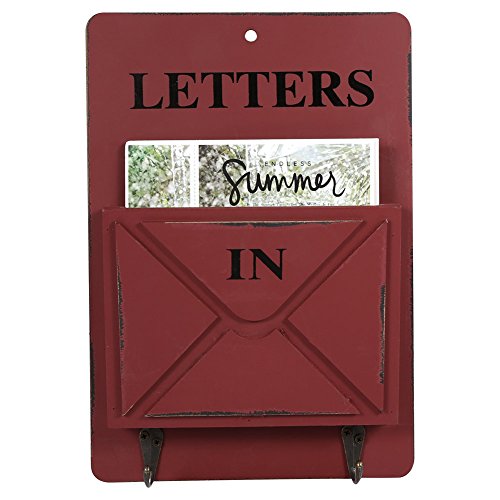 RIZGHWOY Wall Letter Rack Schlüsselhalter Kreative Heimdekoration Retro Rural Wohnzimmer Cafe Postkarte Aufbewahrung Umweltfreundlich Langlebig, Grau (W261801 Brief Plug-rot) von RIZGHWOY