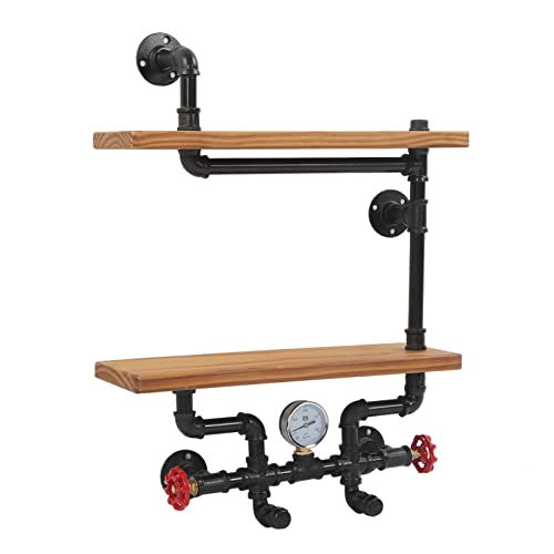 RIZGHWOY Wand Montierte Regale Robuste 2 Stufen Rohr Schwimmende Regale für Küchenbad, Massivholz, Formbares Gusseisen Geeignet von RIZGHWOY
