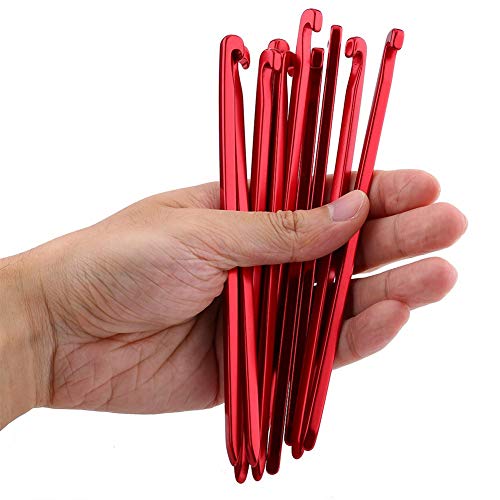 RIZGHWOY Zelteinsätze, 10pcs 16 cm Hochleistungs -Aluminium -Zeltstifte Stangen Nägel mit Tippquadrat -Formhaken für Camping -Markisen -Baldachin (Rot) von RIZGHWOY