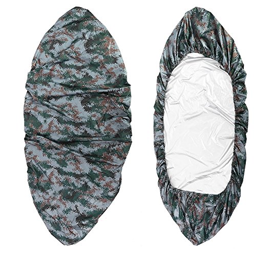 RIZGHWOY wasserdichte Kajak-Abdeckung, UV-beständige Kajak-Aufbewahrungsabdeckung, Kanu-Abdeckungszubehör mit 4,5 M Länge, Polyester, Geeignet für 3,6–4 M Kajaks (Digitale Tarnung) von RIZGHWOY