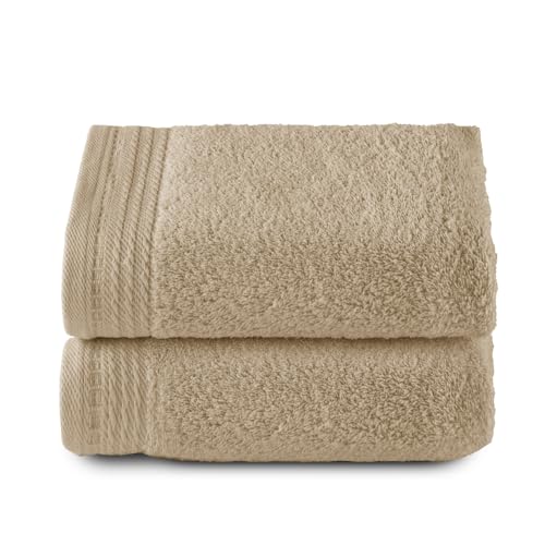 RIZO Top Towel - 2 Handtücher, Badetücher, 100% gekämmte Baumwolle, 600 g/m², 100 x 50 cm, Kamel von RIZO