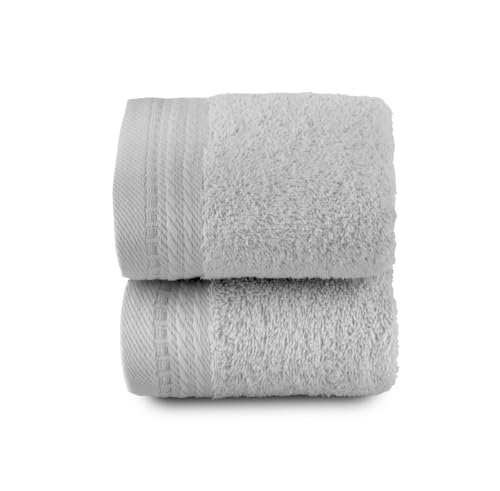 Top Towel – Premium – Große Badetücher – Badezimmerhandtücher – 2 Gesichts- oder Bidethandtücher – 30 x 50 cm – 100% Baumwolle – 600 Gramm - Silbergrau von Top Towel