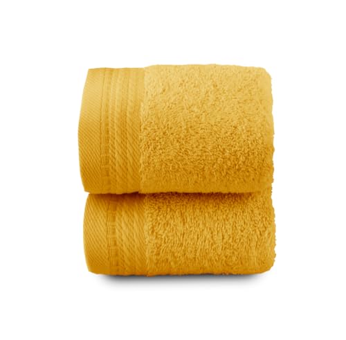 Top Towel - 2er-Set Bidet-Handtücher, kleine Handtücher, 100% gekämmte Baumwolle, 600 g/m², Maße 30 x 50 cm, Gold von Top Towel