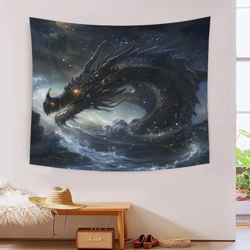 RJAVAGFZL 3D Druck Drachen Wandteppiche Poster Ornament Wandbehang Wandteppich Wanddeko Wandbehang Für Wohnzimmer Schlafzimmer Tapisserie 100cmx150cm von RJAVAGFZL