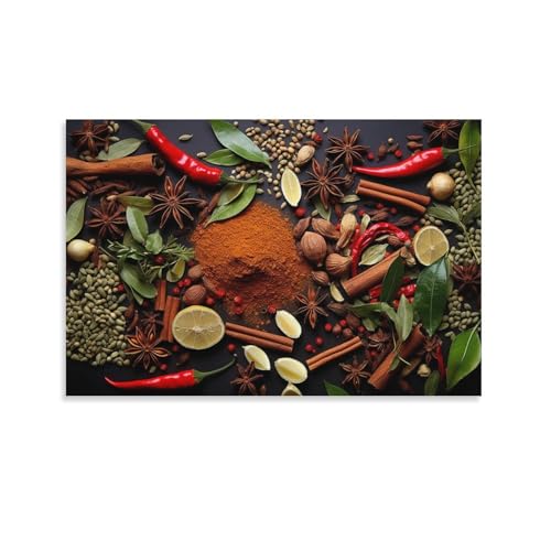 RJAVAGFZL Bunte Gewürze Poster Wallscroll Wandbanner Für DekoRatteive Rollbild Wandbild Stoff Poster Anime Leinwand Wandkunst Wand-Deko Leinwandbilder Ölgemälde 16x24inch(40x60cm) von RJAVAGFZL