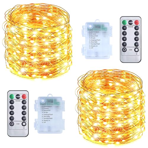 RJEDL Batterie Lichterkette Aussen, 2x12M 200 LED lichterkette Außen Wetterfest 8 Modi IP65 Wasserdicht Kupferdraht Lichterkette Außen Innen und Outdoor für Garten Terrasse Baum Hof Party RJEDL Batterie Lichterkette Aussen, 2x12M 200 LED lichterkette Außen Wetterfest 8 Modi IP65 Wasserdicht Kupferdraht Lichterkette Außen Innen und Outdoor für Garten Terrasse Baum Hof Party von RJEDL