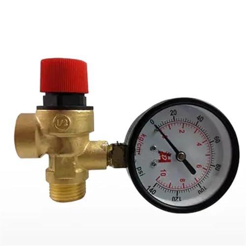 DN15 Messing Kessel Sicherheitsventil 1/2 Zoll Außengewinde Abgas Sicherheitsüberdruckventil mit Manometer 2 Bar 3 Bar 5 Bar 8 Bar 1 Stück(5bar) von RJHASMFN