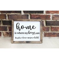 Personalisiertes Home Is Where My Boys Are Canvas Schild von RJMCustoms