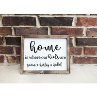 Personalisiertes Home Is Where Our Kids Are Canvas Schild von RJMCustoms