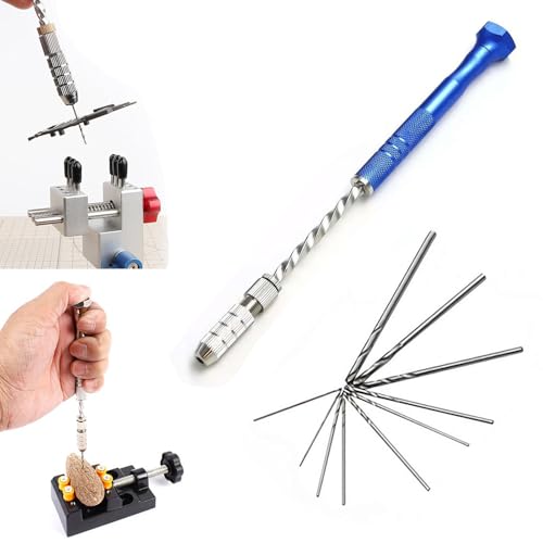Manueller Stiftschraubstock-Handbohrer, Schmuckbohrer mit Mikrobohrern (0,5–2,8 mm), manueller Bastelbohrer, scharfer HSS-Mikro-Mini-Spiralbohrer-Satz, Stiftschraubstock-Handbohrer(0,5 mm – 2 mm) von RJSQAQE