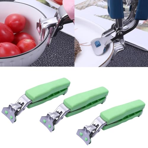 Multifunktionaler Verbrühungs-Schüssel-Clip, Hot Bowl Dish Plate Gripper Clips, Verbrühungsschutz, Teller, Greifer, Zange, Klemmhalter zum Bewegen von Kochplatten oder Schüsseln (Grün x 3) von RJSQAQE