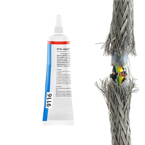 RJSQAQE Flüssiges Isolierband, flüssiger isolierender Hochtemperaturkleber, 15 ml wasserdichter isolierender Isolierbandkleber, flüssiges Isolierband schwarz, schnelltrocknend von RJSQAQE