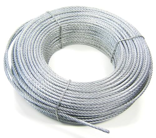 Drahtseil Stahlseil 100m - 6 mm (€1,30m) Verzinkt 6x7+7 Seil Draht Seile 980045 von RJT