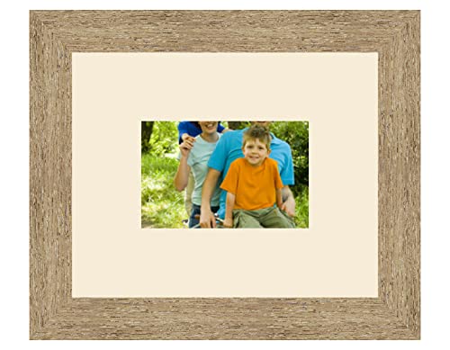 RK Cadres Bilderrahmen multivues Elfenbein 1 Foto(s) 15x10 Passepartout Schrägschnitt, Wand Bilderrahmen 25x20 cm Natürliche Beige, 3.5 cm Breiten Holzleisten von RK Cadres