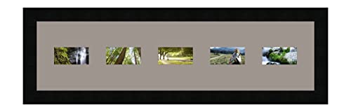 RK Cadres Bilderrahmen multivues Grau TV 5 Foto(s) 9x5 Passepartout Schrägschnitt, Wand Bilderrahmen 64x15 cm Schwarz, 3 cm Breiten Holzleisten von RK Cadres