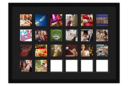 RK Cadres Bilderrahmen multivues Schwarz 24 Foto(s) 10x10 Passepartout Schrägschnitt, Wand Bilderrahmen 77x54 cm Schwarz, 3 cm Breiten Holzleisten von RK Cadres