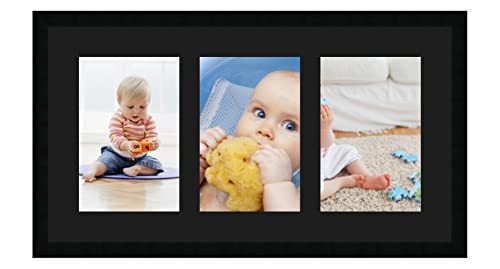 RK Cadres Bilderrahmen multivues Schwarz 3 Foto(s) 20x30 Passepartout Schrägschnitt, Wand Bilderrahmen 75x40 cm Schwarz, 3 cm Breiten Holzleisten von RK Cadres