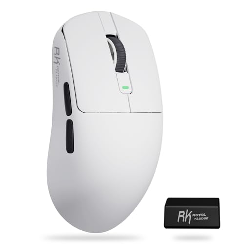 RK ROYAL KLUDGE M3 Gaming Maus Kabellos, 47g Ultralight, 30K DPI PAW3950 Optical Sensor, 8K Polling, Bluetooth/USB-C/2,4 GHz Wireless Gaming Mouse, 650mAh Akku, 5 programmierbare Tasten, Weiß von RK ROYAL KLUDGE
