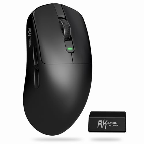 RK ROYAL KLUDGE M3 Wireless Gaming Mouse mit PAW3950 30K DPI Sensor, 47g Lightweight Maus Gaming, 8K Polling, Kabelgebunden/2.4G/BT Wireless Mouse, 650mAh, 5 programmierbare Tasten, Schwarz von RK ROYAL KLUDGE