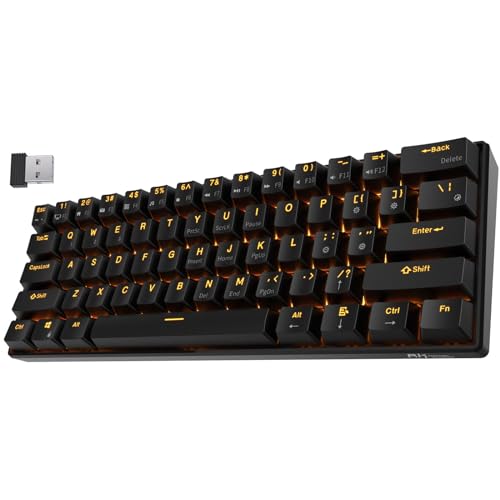 RK ROYAL KLUDGE RK61 Mechanische Gaming-Tastatur, kabellos, 60%, ultrakompakt, mit blauem Clicky-Schalter, kompatibel für die Verbindung mit Mehreren Geräten, Programmable Software, US QWERTY von RK ROYAL KLUDGE
