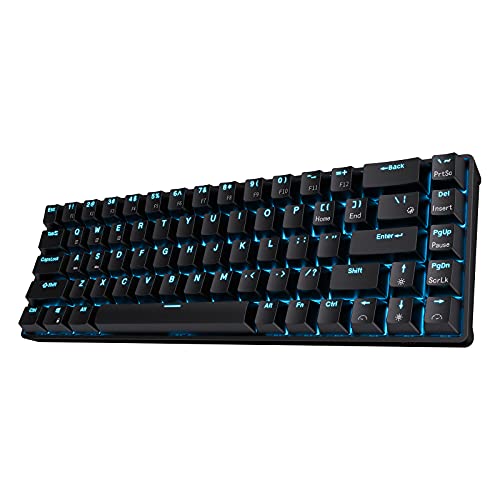 RK ROYAL KLUDGE RK68 Hot-Swappable 65% kabellose mechanische Tastatur, 65% 68 Tasten kompakte Bluetooth-Gaming-Tastatur mit eigenständigen Pfeil-/Steuerungstasten, Leisen Roten Schalter, Schwarz von RK ROYAL KLUDGE